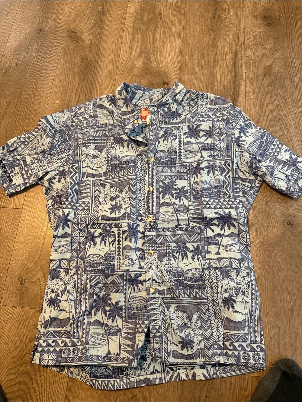 Casual Blue Hawaiian Patchwork Print Short Sleeve Shirt